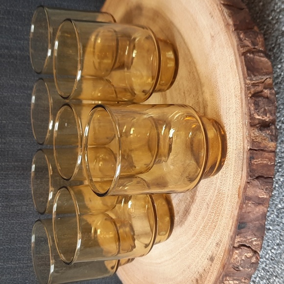 Set of 8 Vintage Honey-Amber stackable glasses - Picture 2 of 5